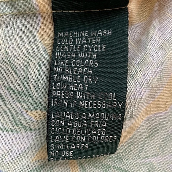 Lauren Ralph Lauren Butter Yellow Tropical Floral Linen Short Sleeve Shirt - Picture 7 of 11